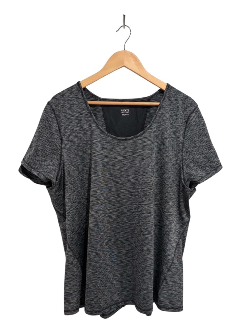 2/$25 Ricki’s Activewear Gray Short Sleeve Tee Breathable Mesh Back Panel
